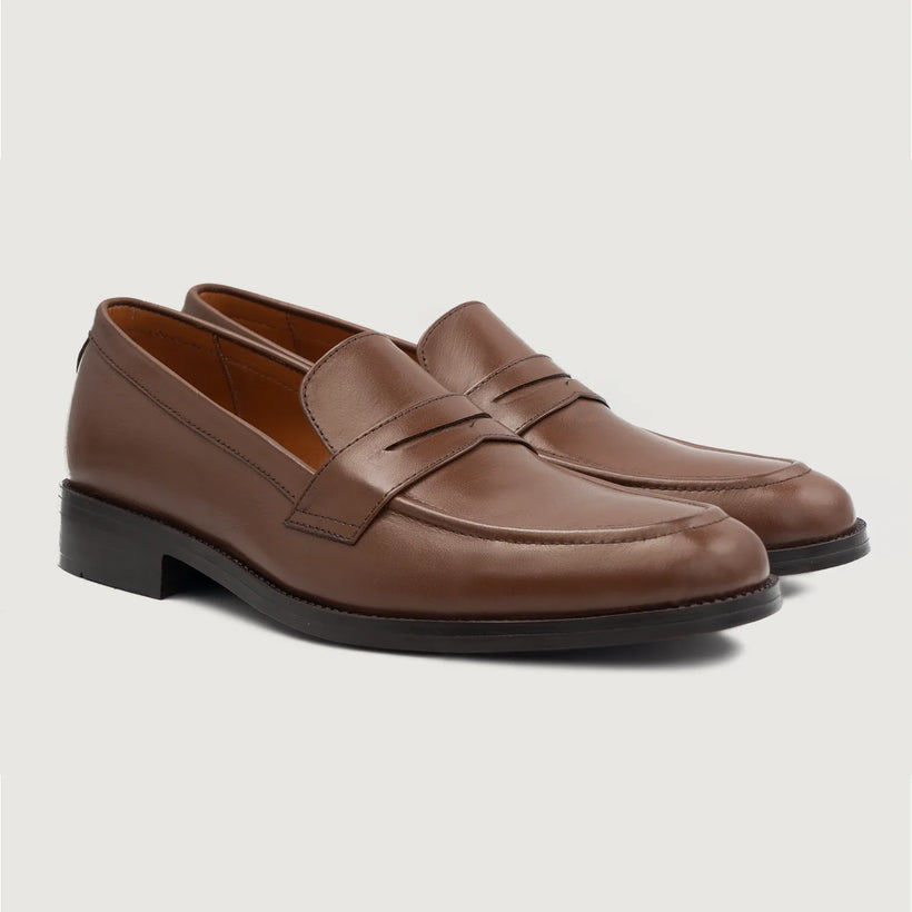 Baxton 棕色 Leather Loafers 男士