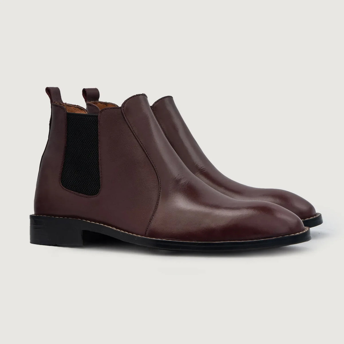 Clarkson Chelsea 栗褐色 真皮工装靴马丁靴 男士 For Men in Maroon Full-Grain Leather - 侧面轮廓视角 | 官方商城选购