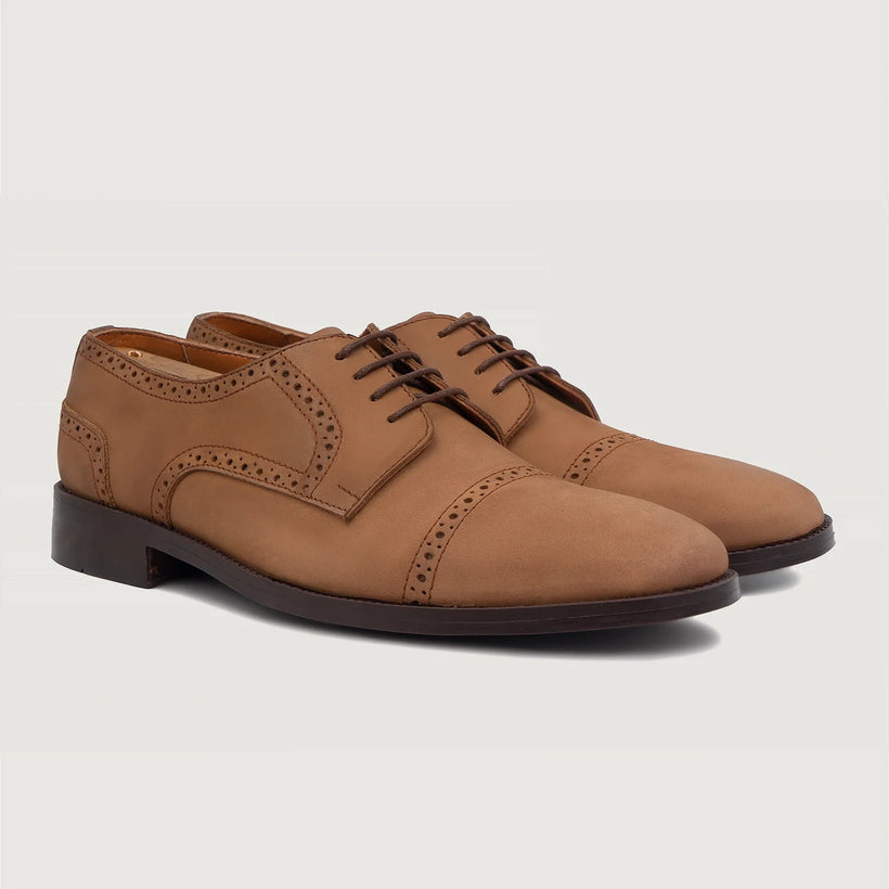 Dirk Brogues Derby 棕色 Nubuck Leather Shoes 男士