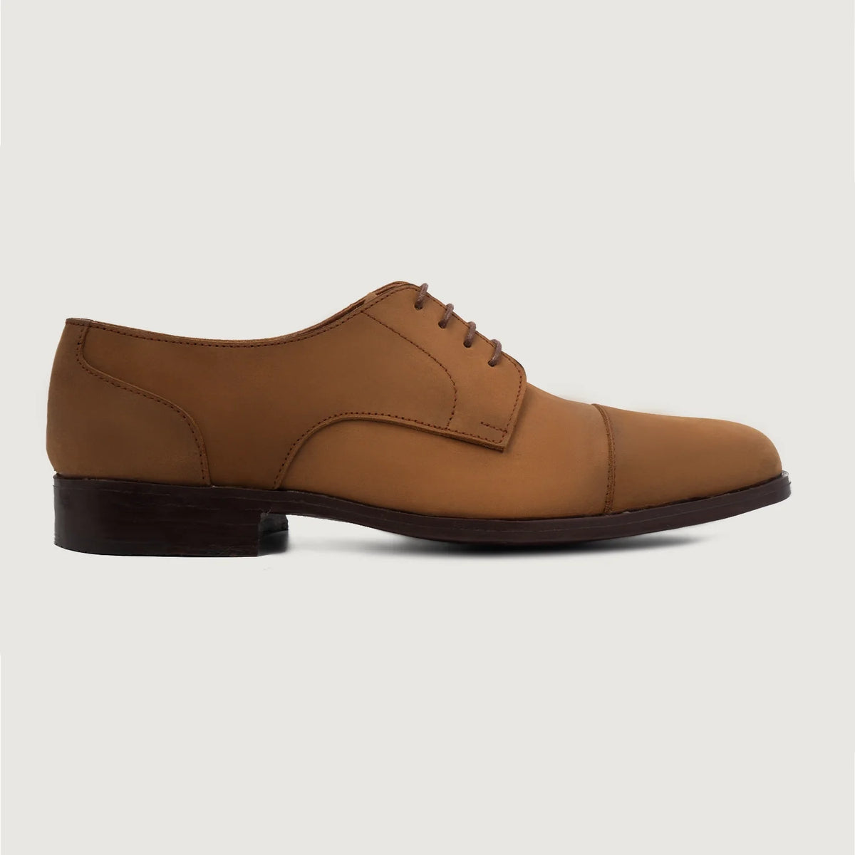 Brown Full-Grain leather Shoes - 固特异沿条缝制工艺与鞋头细节
