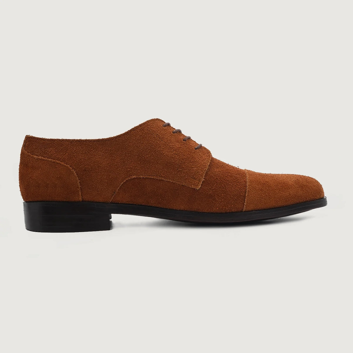 Brown Goatskin Suede Leather Shoes - 固特异沿条缝制工艺与鞋头细节