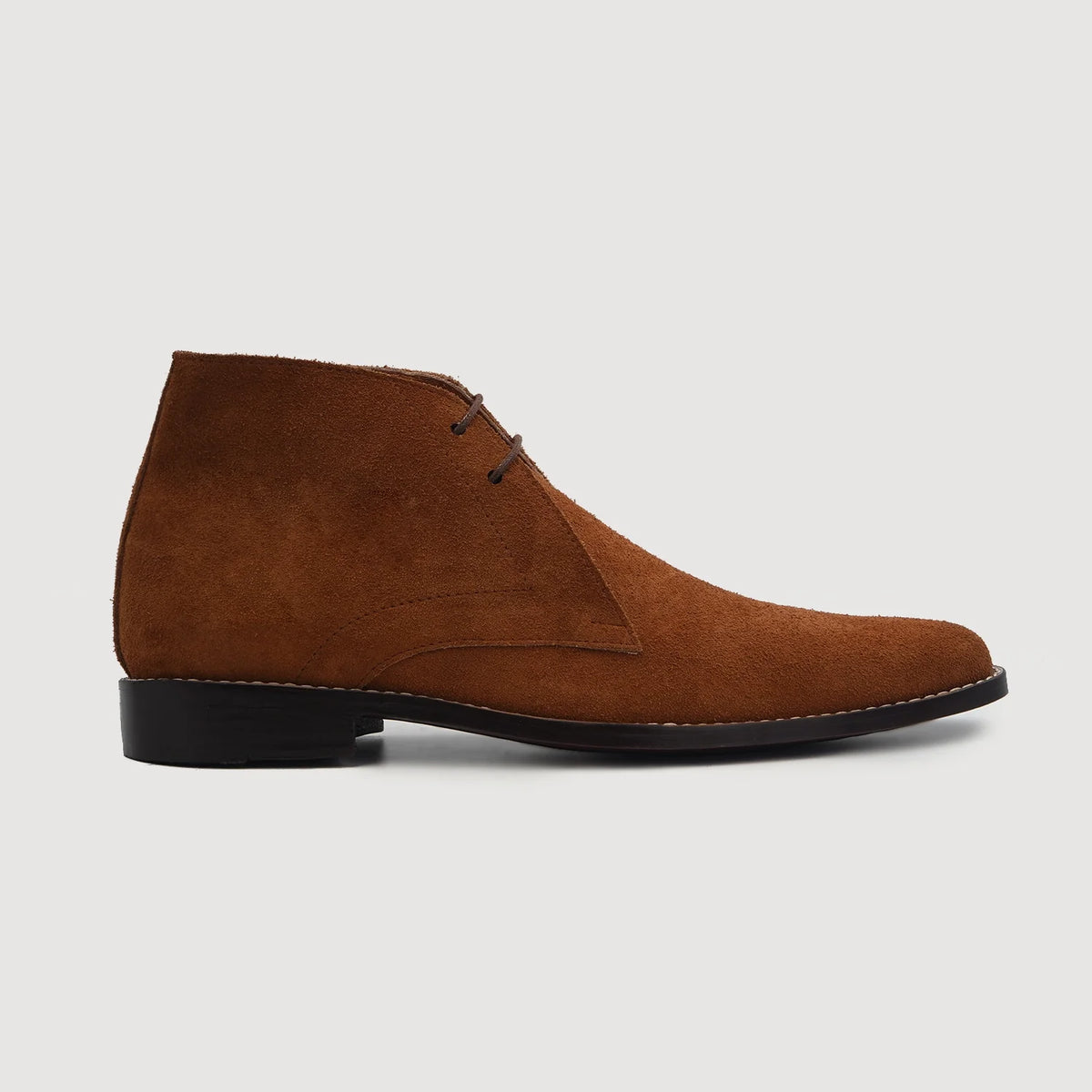 Brown Goatskin Suede Leather Boots - 固特异沿条缝制工艺与鞋头细节