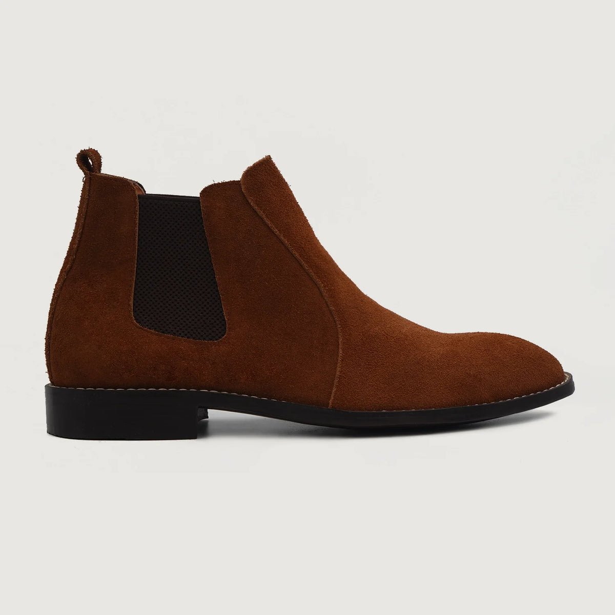 Brown Goatskin Suede Leather Boots - 固特异沿条缝制工艺与鞋头细节