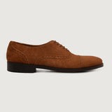Brown Goatskin Suede Leather Shoes - Goodyear Welt Construction & Front Toe Box Detail