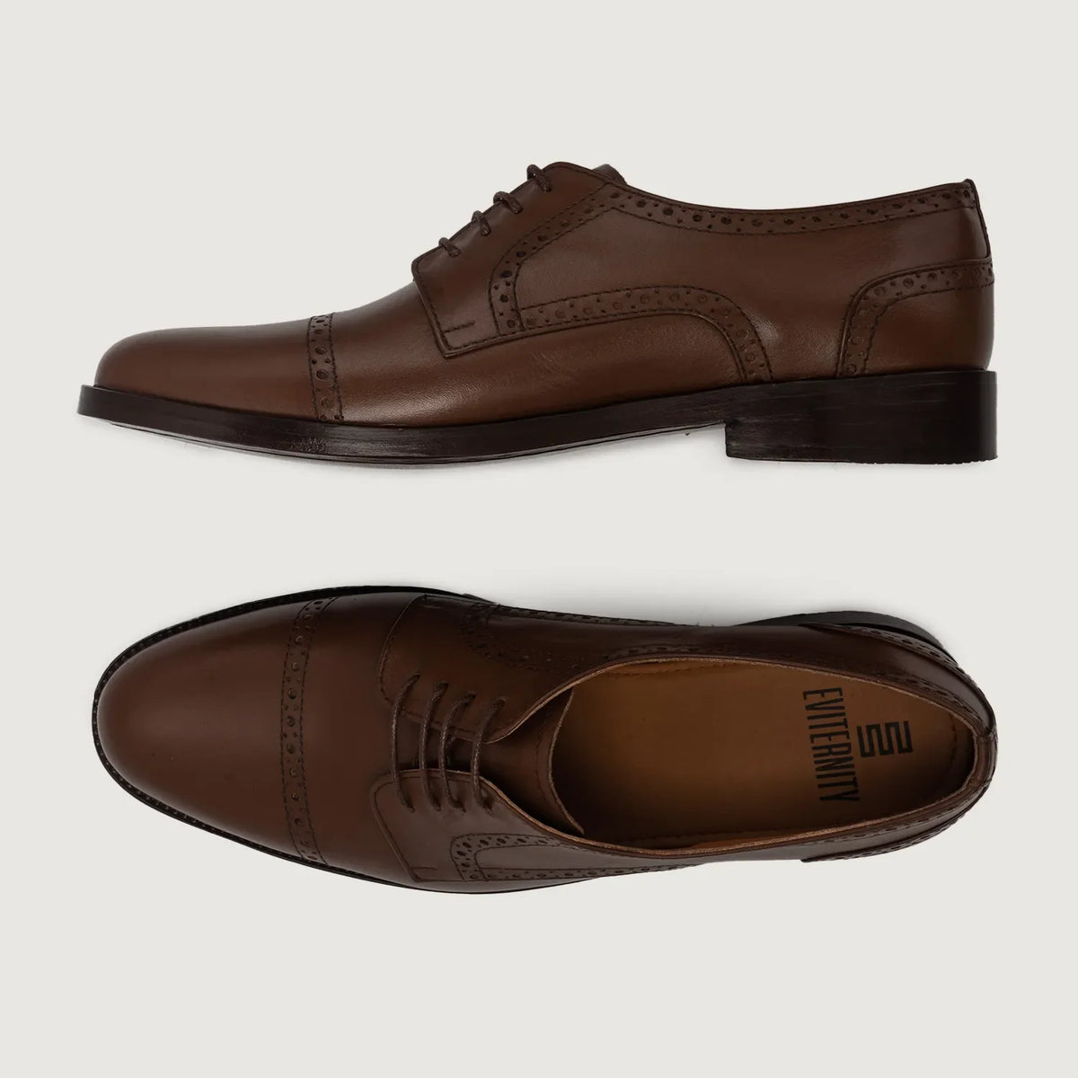 Dirk Brogues Derby 复古棕 真皮皮鞋 男士 For Men - 加固鞋跟护壁与高密度双排走线细节