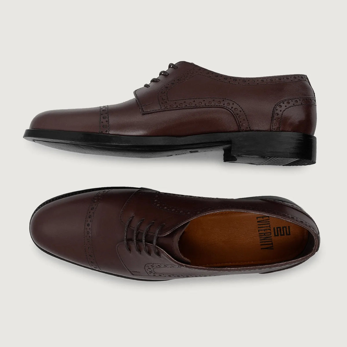 Dirk Brogues Derby 栗褐色 真皮皮鞋 男士 For Men - 加固鞋跟护壁与高密度双排走线细节
