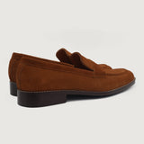 High-Traction Rubber Outsole & Lug Tread Pattern on Baxton Brown Suede Leather Loafers For Men