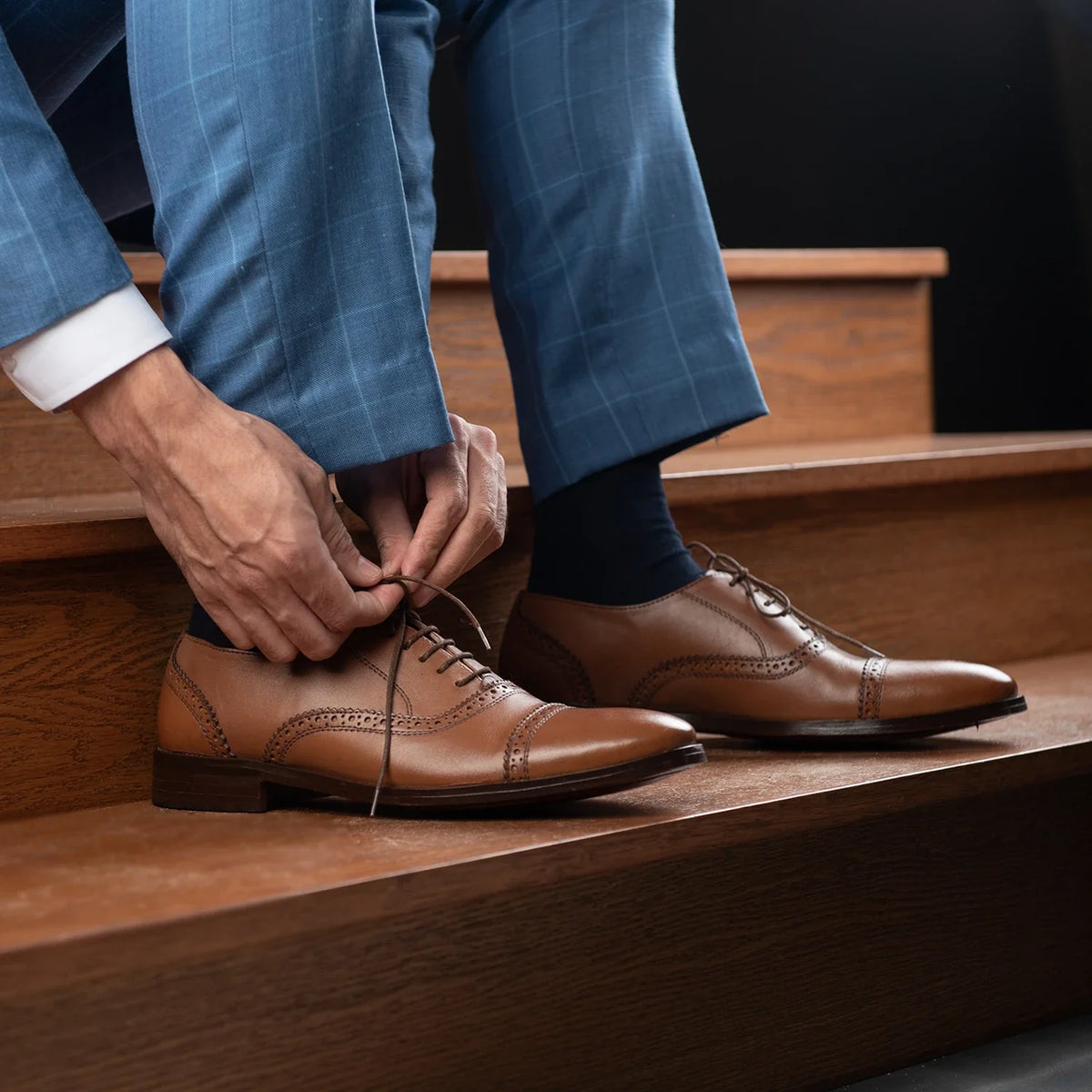 Orlaven Greyson Brogues Oxford 浅棕褐色 真皮皮鞋 男士 footwear image 9