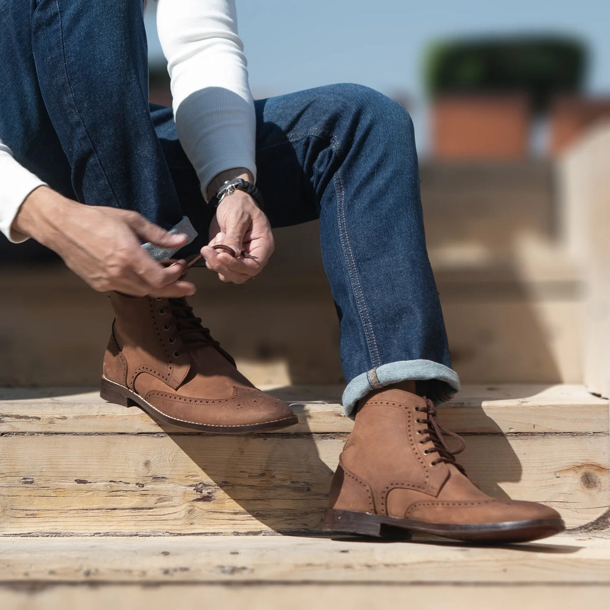 Orlaven Duster Brogues Derby Oil Pull-up 复古棕 真皮工装靴马丁靴 男士 footwear image 9