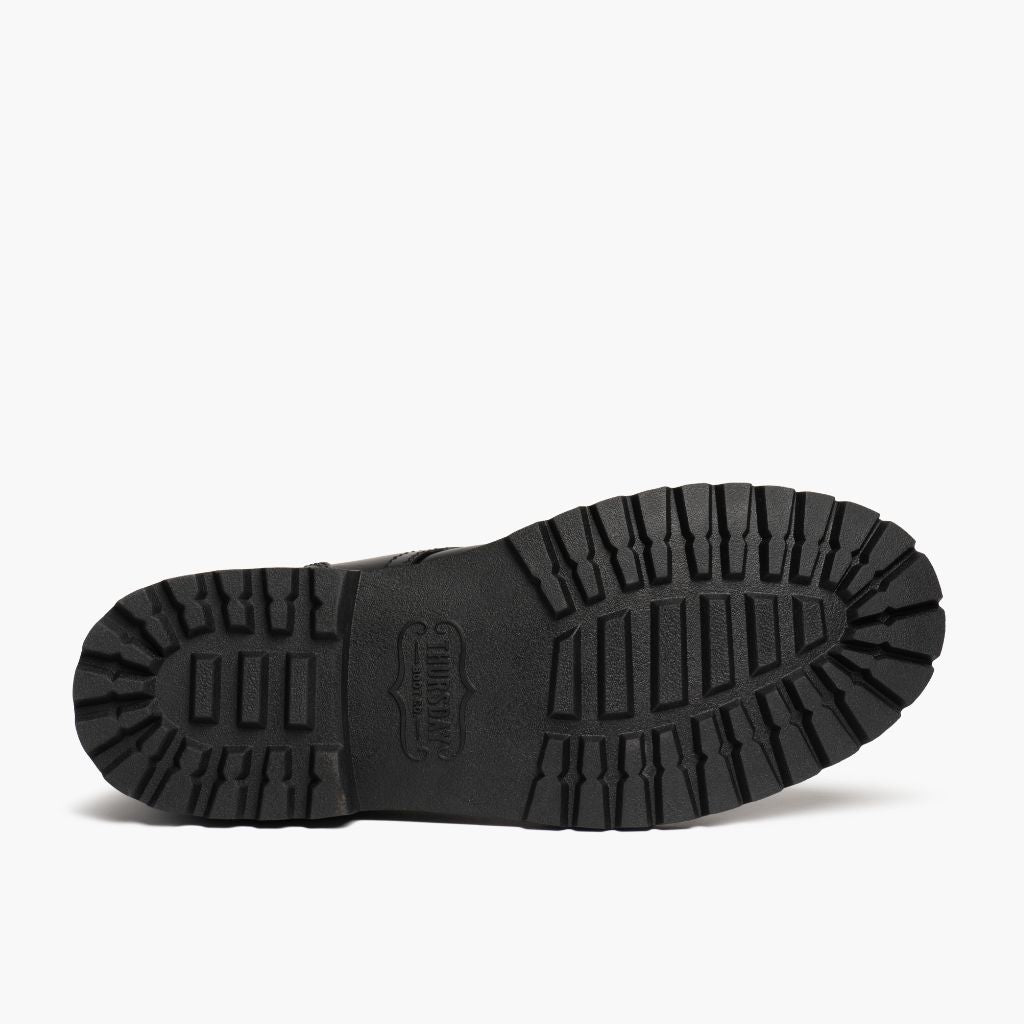 High-Traction Rubber Outsole & Lug Tread Pattern on Hero 经典黑 真皮工装靴马丁靴 男士