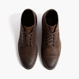 Cadet Mocha Leather Boots - Reinforced Heel Counter & Precision Double-Row Stitching Detail