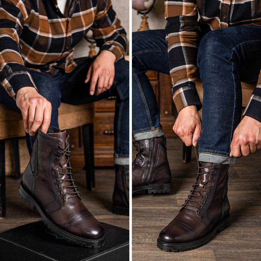Tailored Rib Cuffs & Hem Craftsmanship Construction Detail on Casa Moto Old English 真皮工装靴马丁靴 男士