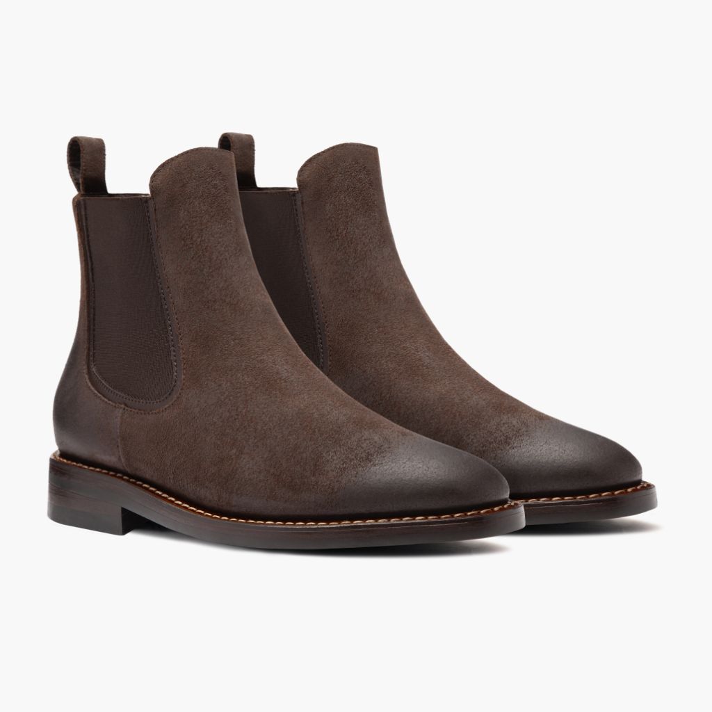 Duke Chocolate Suede 真皮工装靴马丁靴 男士 in Chocolate Goatskin Suede - 侧面轮廓视角 | 官方商城选购