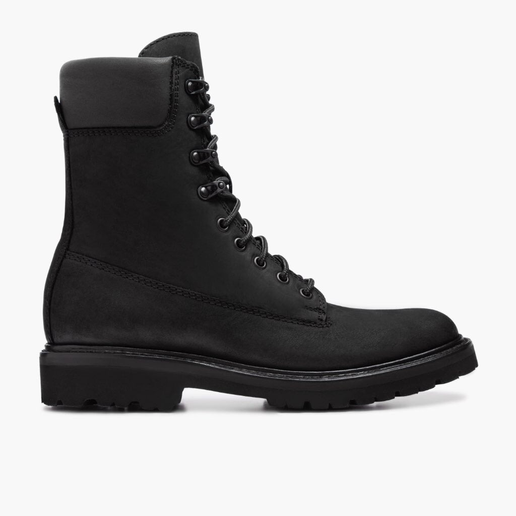 Black Full-Grain leather Boots - 固特异沿条缝制工艺与鞋头细节