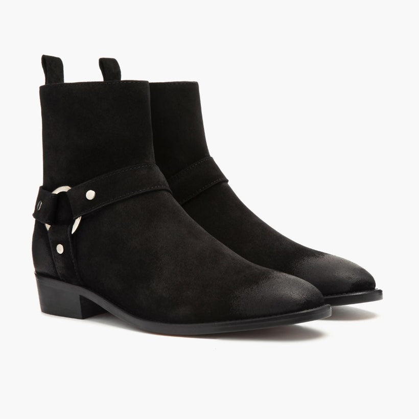 Harness 经典黑 Suede 真皮工装靴马丁靴 男士