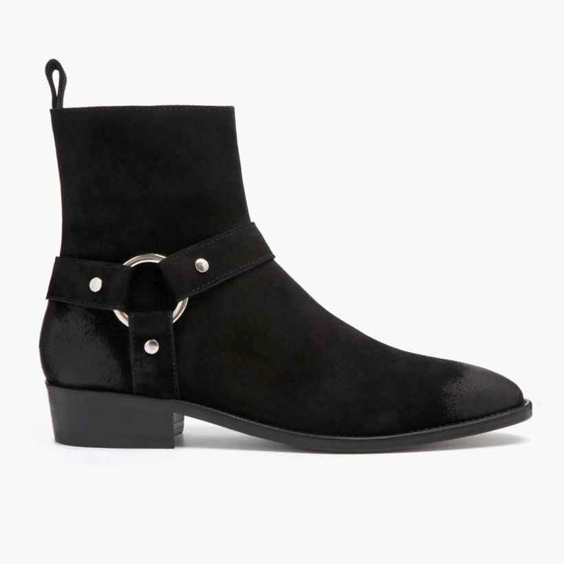 Harness 经典黑 Suede 真皮工装靴马丁靴 男士