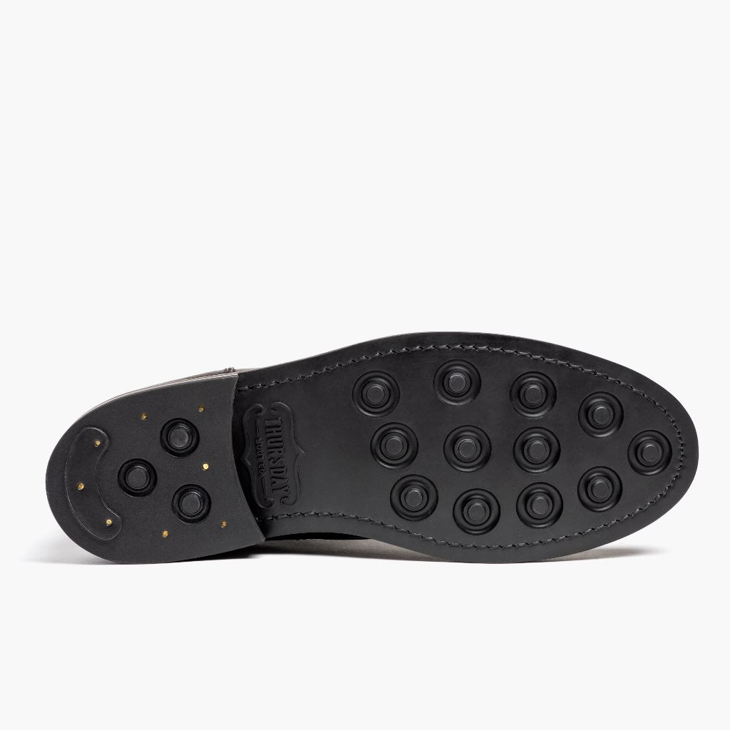 High-Traction Rubber Outsole & Lug Tread Pattern on President 经典黑 Coffee 真皮工装靴马丁靴 男士 For Men