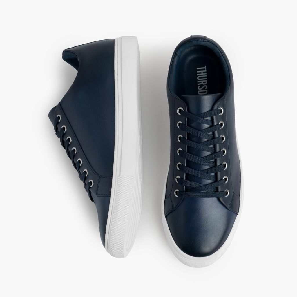 Premier Low Top Deep 深海蓝 真皮休闲板鞋运动鞋 男士 For Men - 加固鞋跟护壁与高密度双排走线细节