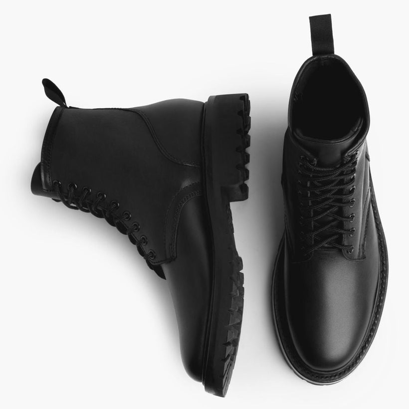 Stomper 黑色 (No Zipper) Leather Boots 男士