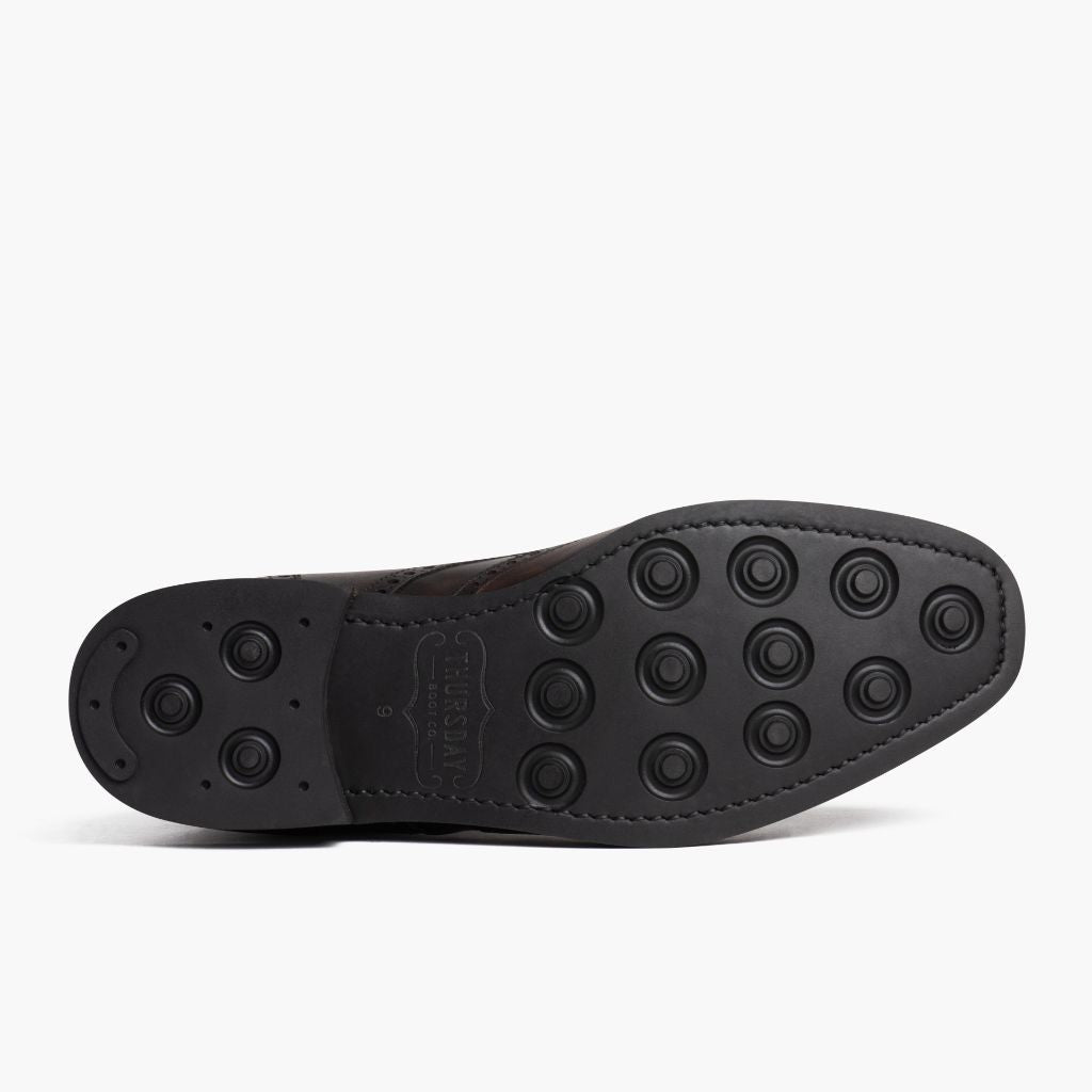 High-Traction Rubber Outsole & Lug Tread Pattern on Wingtip Dark Oak 真皮工装靴马丁靴 男士 For Men