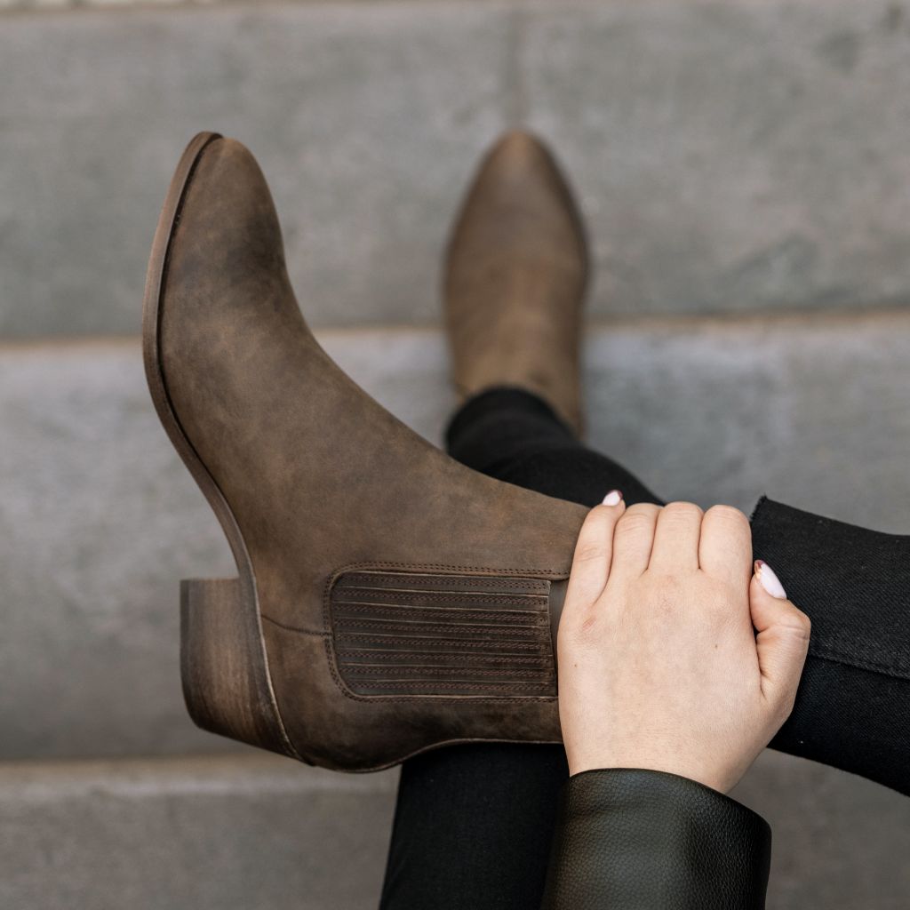 Styled On-Foot Perspective Demonstrating Ankle Fit & Silhouette on Model