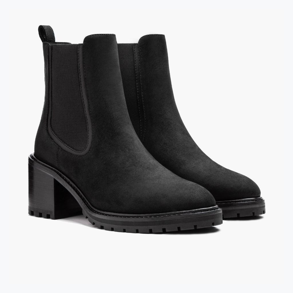 Black Full-Grain leather Boots - 固特异沿条缝制工艺与鞋头细节
