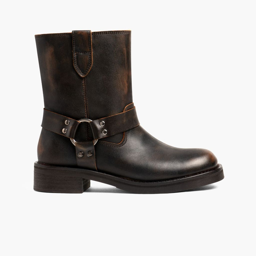 Outlaw 复古 棕色 Leather Boots 女士