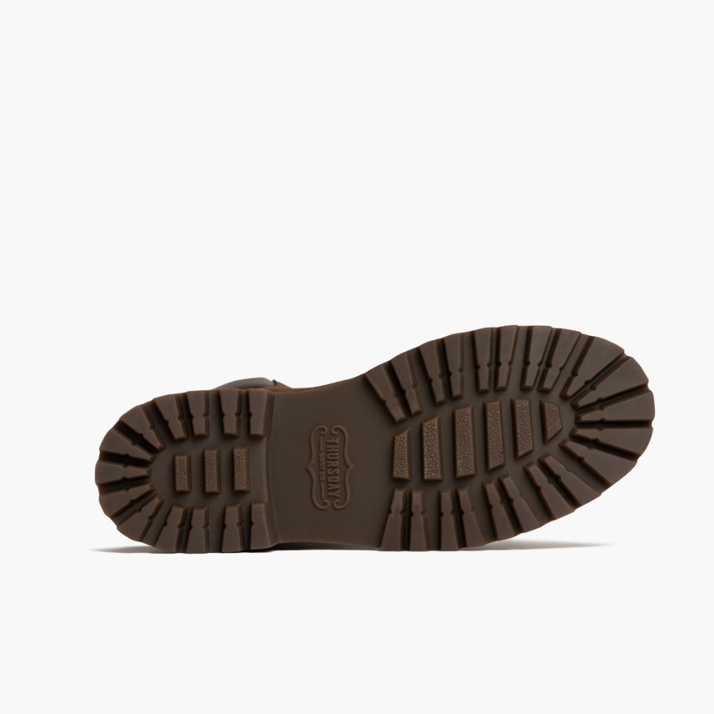 High-Traction Rubber Outsole & Lug Tread Pattern on Explorer 浅棕褐色 Matte 真皮工装靴马丁靴 女士