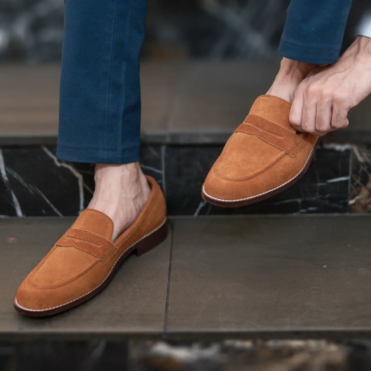 Orlaven Baxton 复古棕 Suede 真皮乐福鞋 男士 footwear image 10