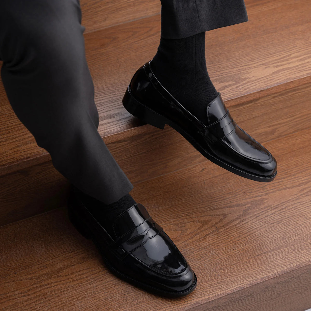 Orlaven Baxton 经典黑 Patent 真皮乐福鞋 男士 footwear image 10