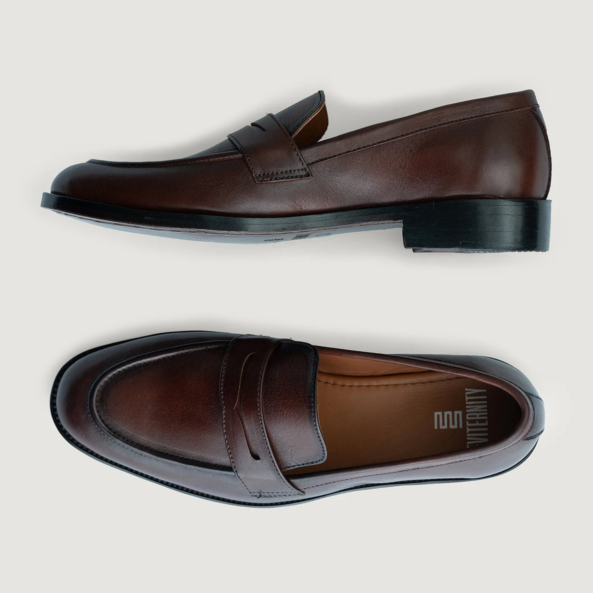 Baxton Burnished 复古棕 真皮乐福鞋 男士 For Men - 加固鞋跟护壁与高密度双排走线细节