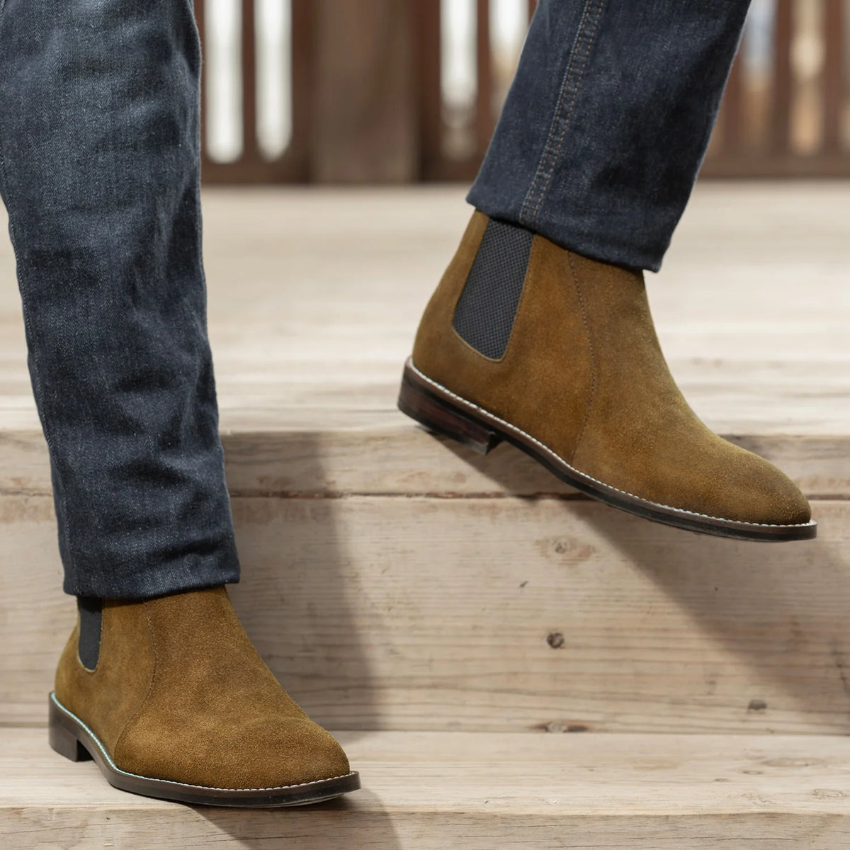Orlaven Clarkson Chelsea 复古棕 Suede 真皮工装靴马丁靴 - StudGuard 男士 footwear image 9