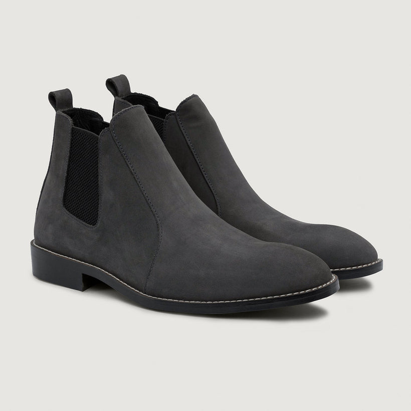 Clarkson Chelsea Grey Nubuck Leather Boots - StudGuard 男士