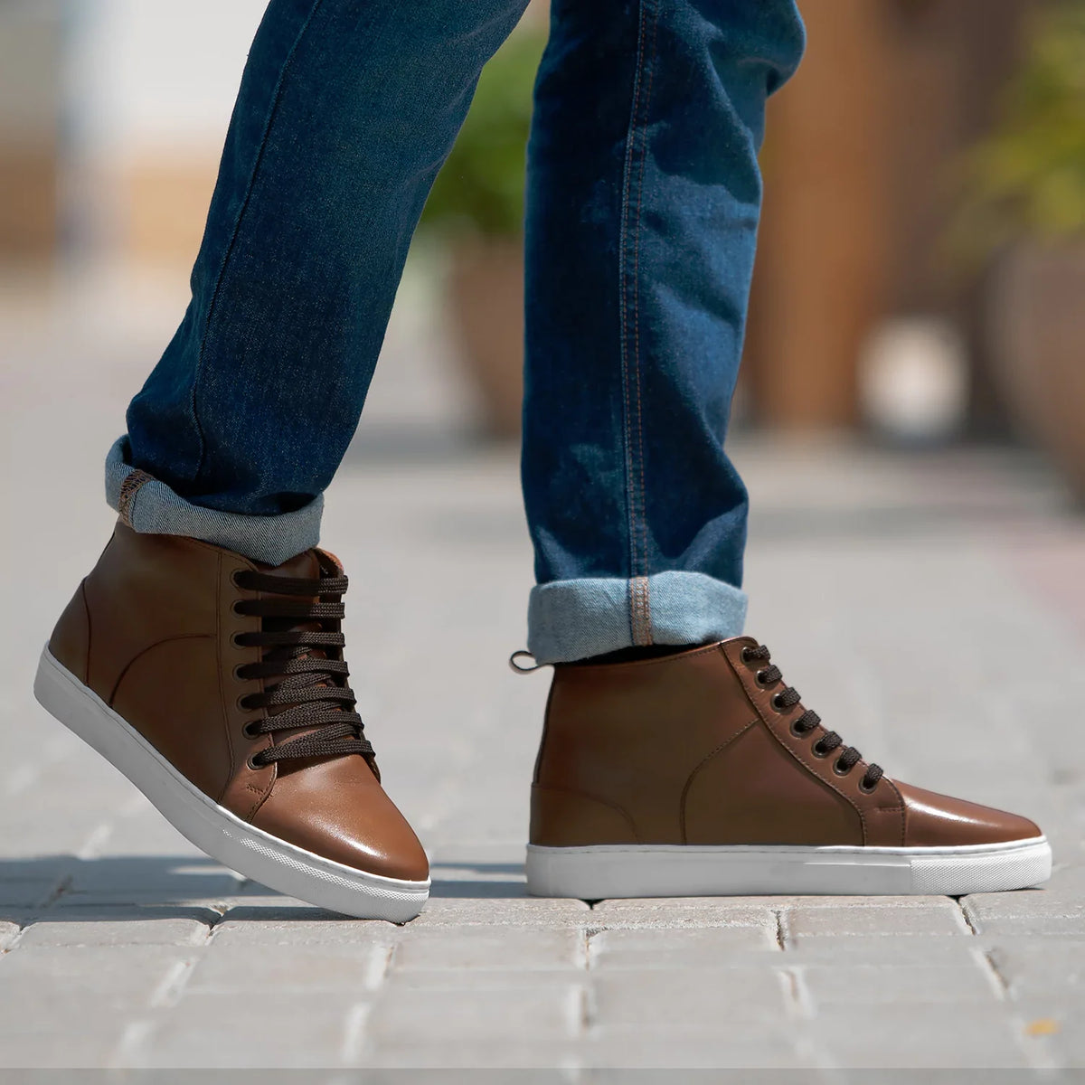Orlaven Marty High Top 浅棕褐色 真皮休闲板鞋运动鞋 男士 footwear image 9