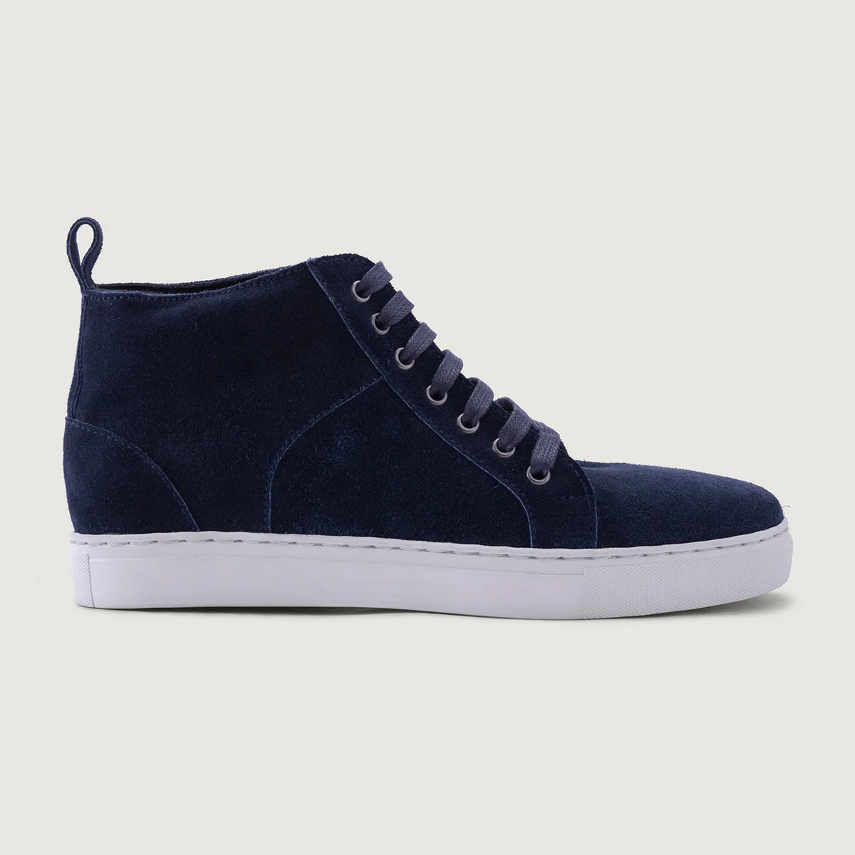 Blue Goatskin Suede Leather Sneakers - 固特异沿条缝制工艺与鞋头细节