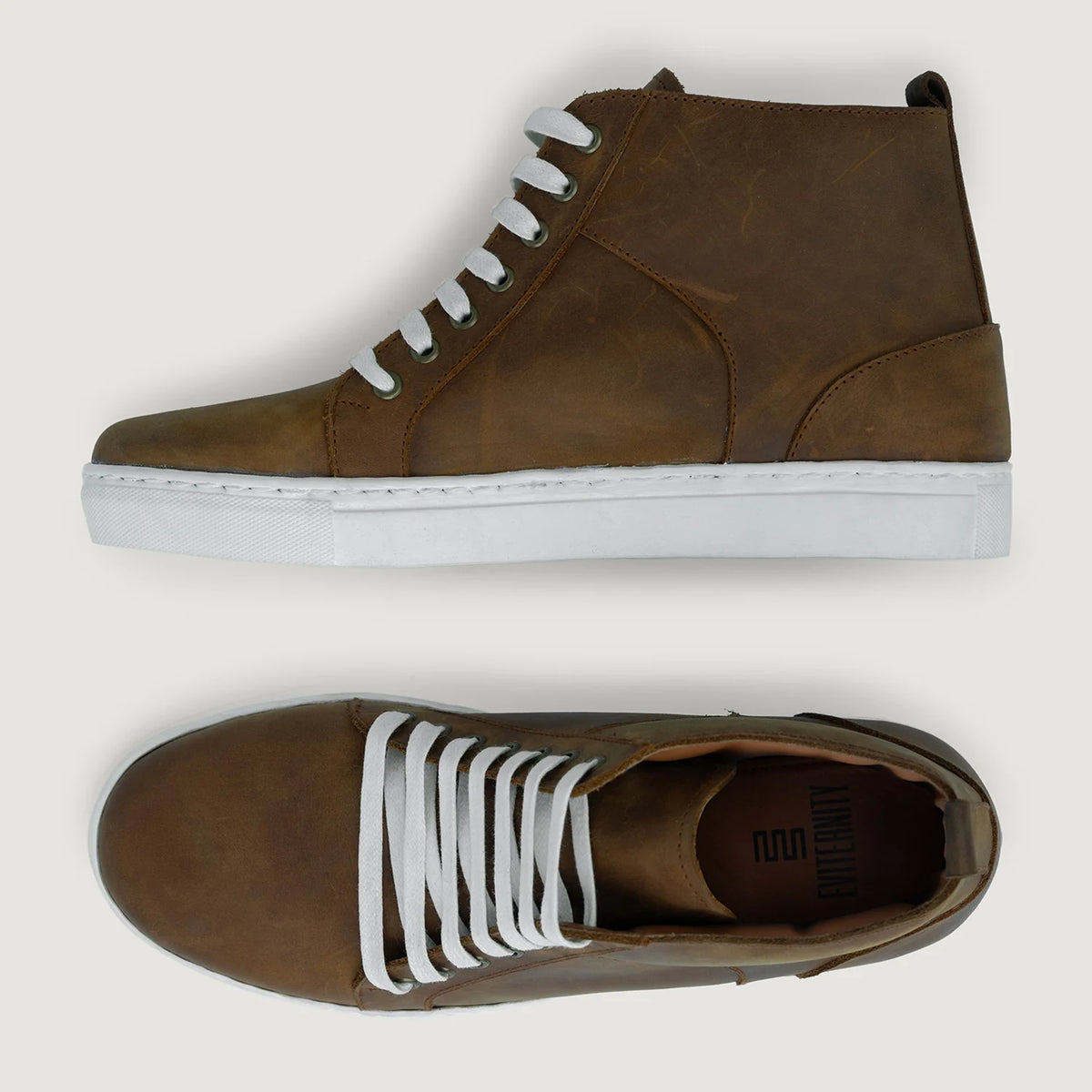 High-Traction Rubber Outsole & Lug Tread Pattern on Marty High Top Burnt Copper Pullup 真皮休闲板鞋运动鞋 男士 For Men