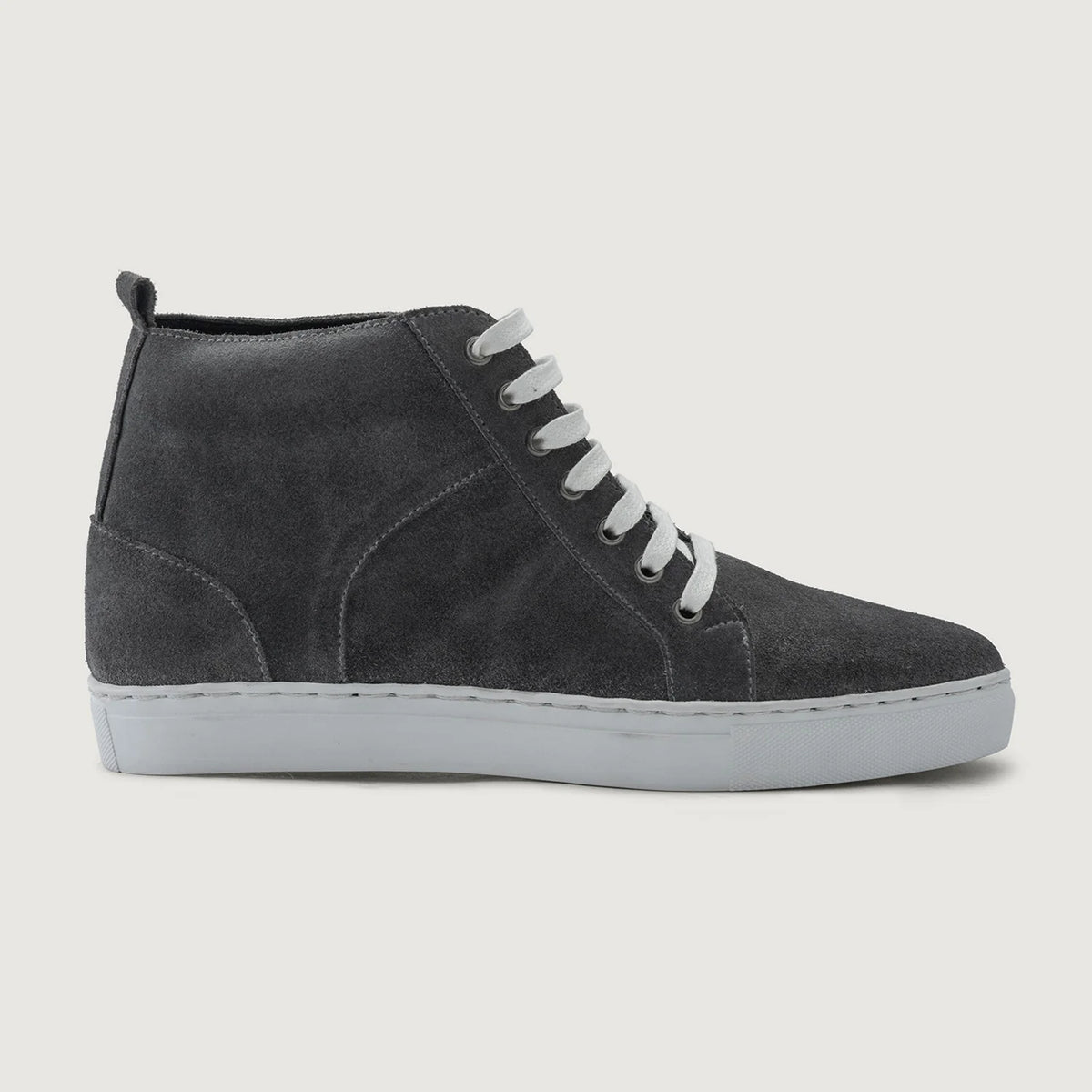 Grey Goatskin Suede Leather Sneakers - 固特异沿条缝制工艺与鞋头细节