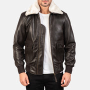 
Airin G-1 复古棕 真皮飞行员夹克 男士 in Brown Sheepskin Leather - 正面版型与定制立体剪裁轮廓 | 官方商城选购