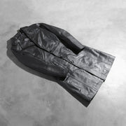 
Open Hem & Hem Craftsmanship Construction Detail on Alexis 经典黑 Single Breasted 真皮大衣 女士