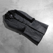 Open Hem &amp; Hem Craftsmanship Construction Detail on Women's Alina Shearling 黑色 真皮大衣 女士