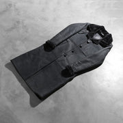 Styled Fit Perspective of Women's Alina Shearling 黑色 真皮大衣 女士 on Model - Natural Daylight Drape