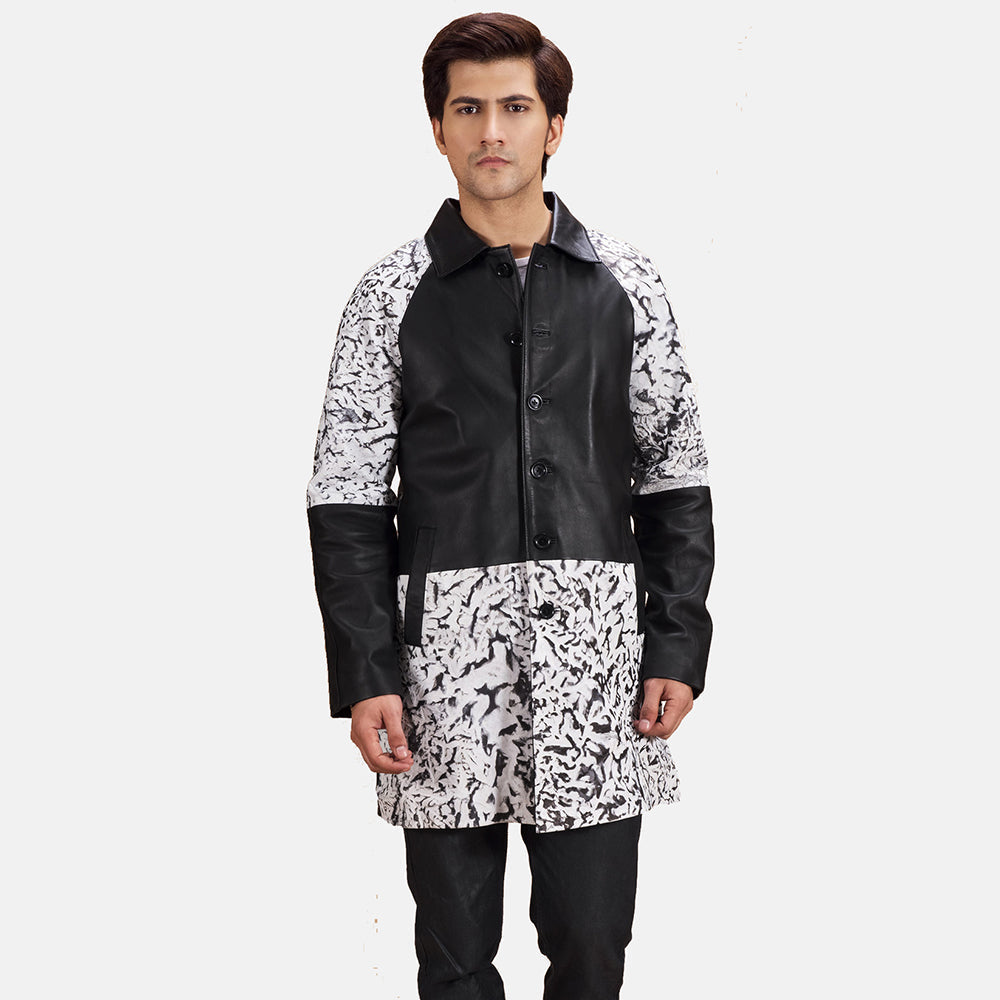 
Artistry 经典黑 Dye 真皮大衣 男士 in Black & White Sheepskin Dip &Amp; Dye - 正面版型与定制立体剪裁轮廓 | 官方商城选购