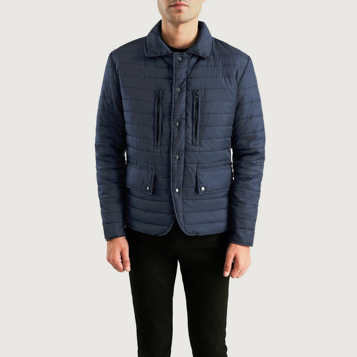 Men's Bo Quilt Windbreaker 真皮夹克 男士 - Lateral Side Profile View Showing Sleeve Cut &amp; Athletic Taper Fit