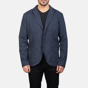 
Borges Navy 深海蓝 真皮西装外套 男士 in Navy Blue Poly-Cotton - 正面版型与定制立体剪裁轮廓 | 官方商城选购