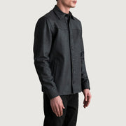 Tumbled Black Sheepskin leather Jacket - 展示肩部贴合剪裁与利落下摆的背面细节