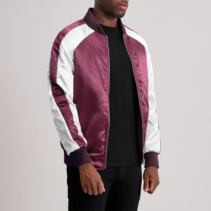 Clarke Maroon Varsity 真皮夹克 男士