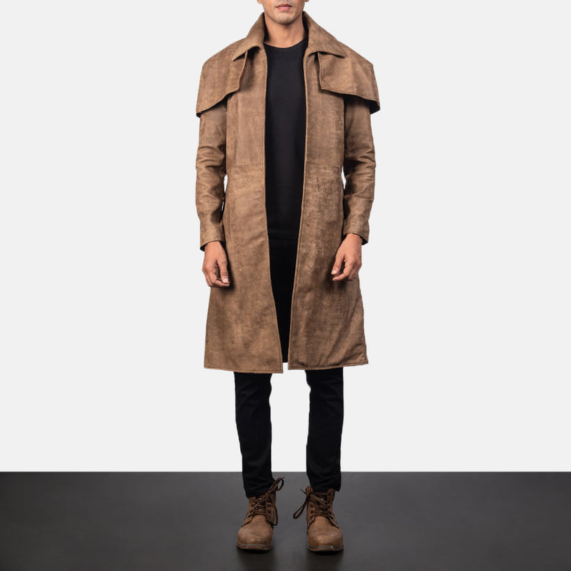 Classic 棕色 Leather Duster 男士