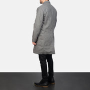 
细节特写 of Notch & Button Hardware on Claud Grey Wool Double Breasted Coat