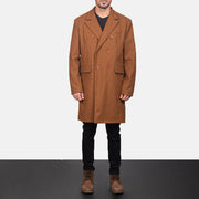
Claud Khaki Wool Double Breasted Coat in Khaki Synthetic Wool - 正面版型与定制立体剪裁轮廓 | 官方商城选购