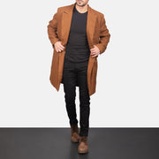 
细节特写 of Notch & Button Hardware on Claud Khaki Wool Double Breasted Coat